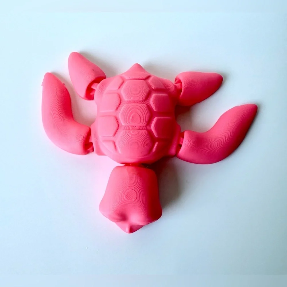 3D Printed Articulated Pink Turtle Toy Fidget Toy Desk‎ Toy